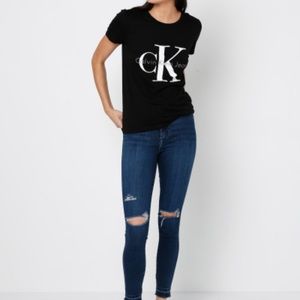 WOMENS BLACK CK LOGO T-SHIRT